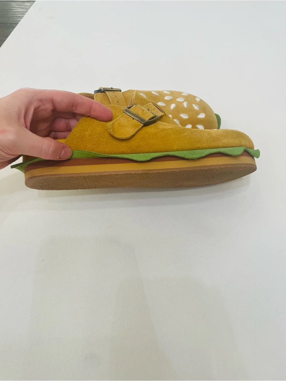 Helloslippers Burger Clogs Suede Novelty Food Shoes Size M8 or W9.5
